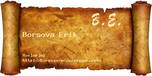 Borsova Erik névjegykártya